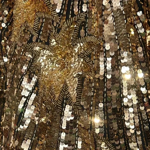 Golden Sequin Blinging Shining Long Sleeved Women’s Top Vintage 80’s Rare EUC - Picture 4 of 13